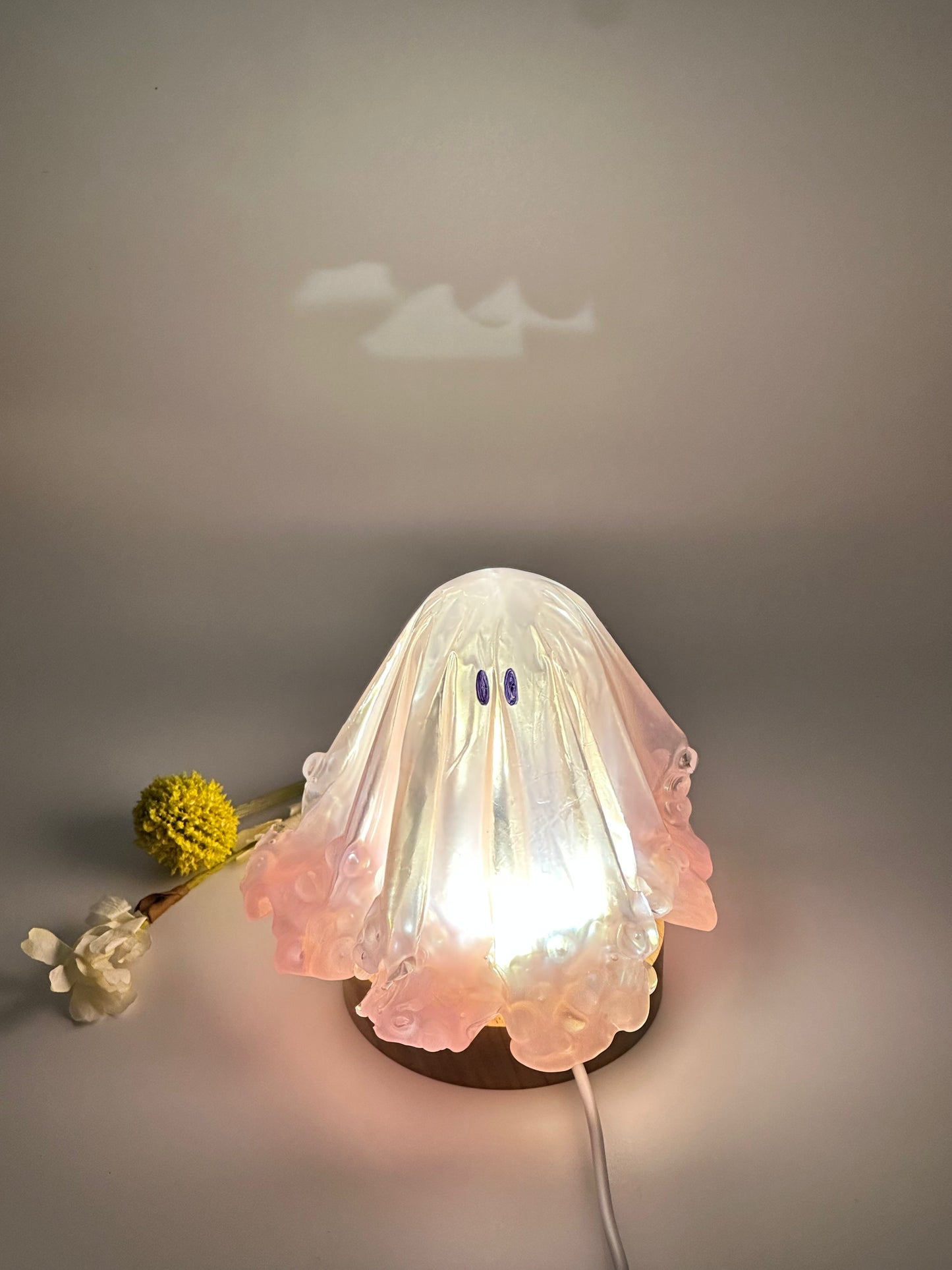 Medium Resin Ghost: Soft Pink + Clear Pebbles