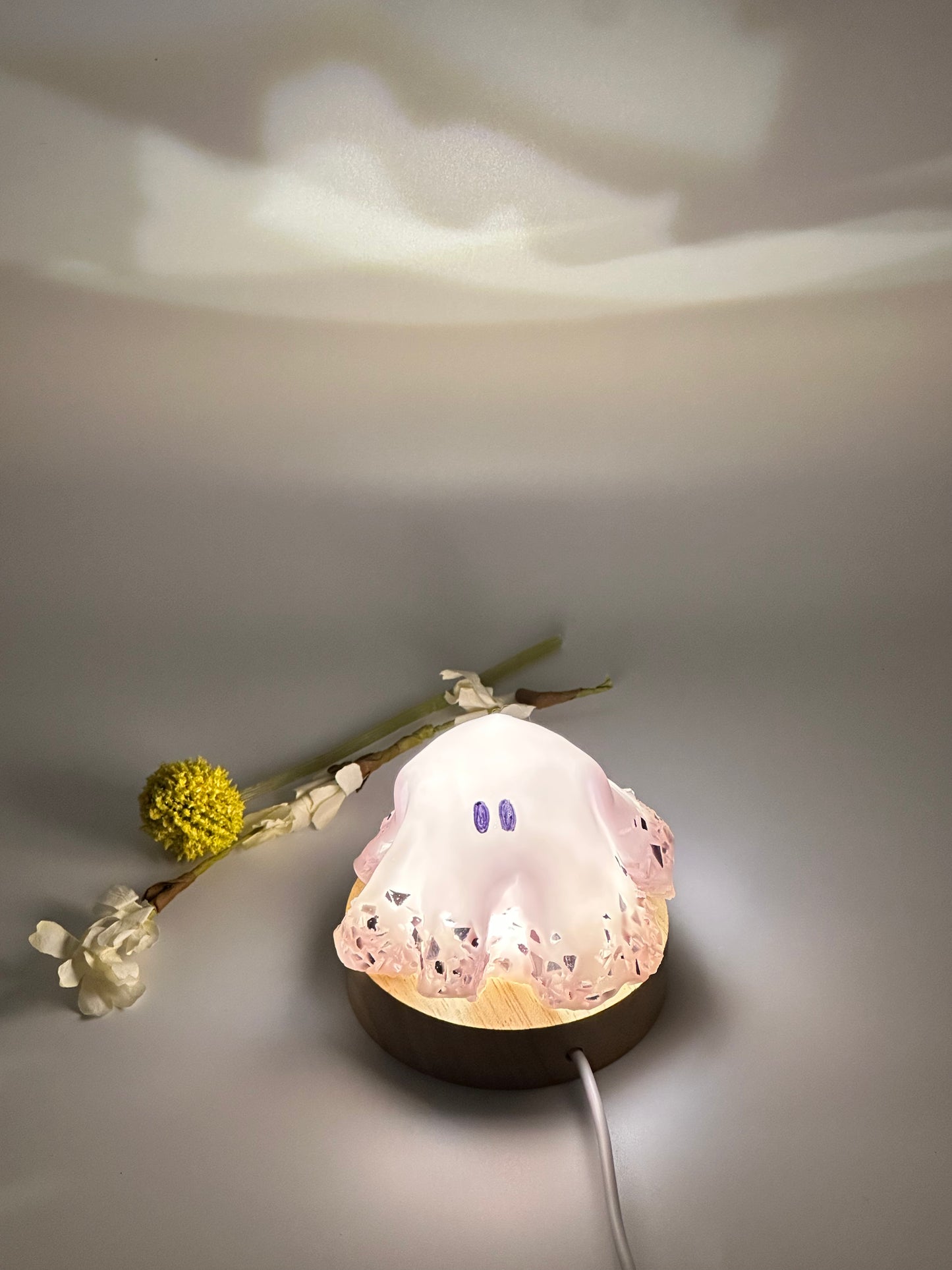 Small Resin Ghost: Soft Purple + Purple Glass