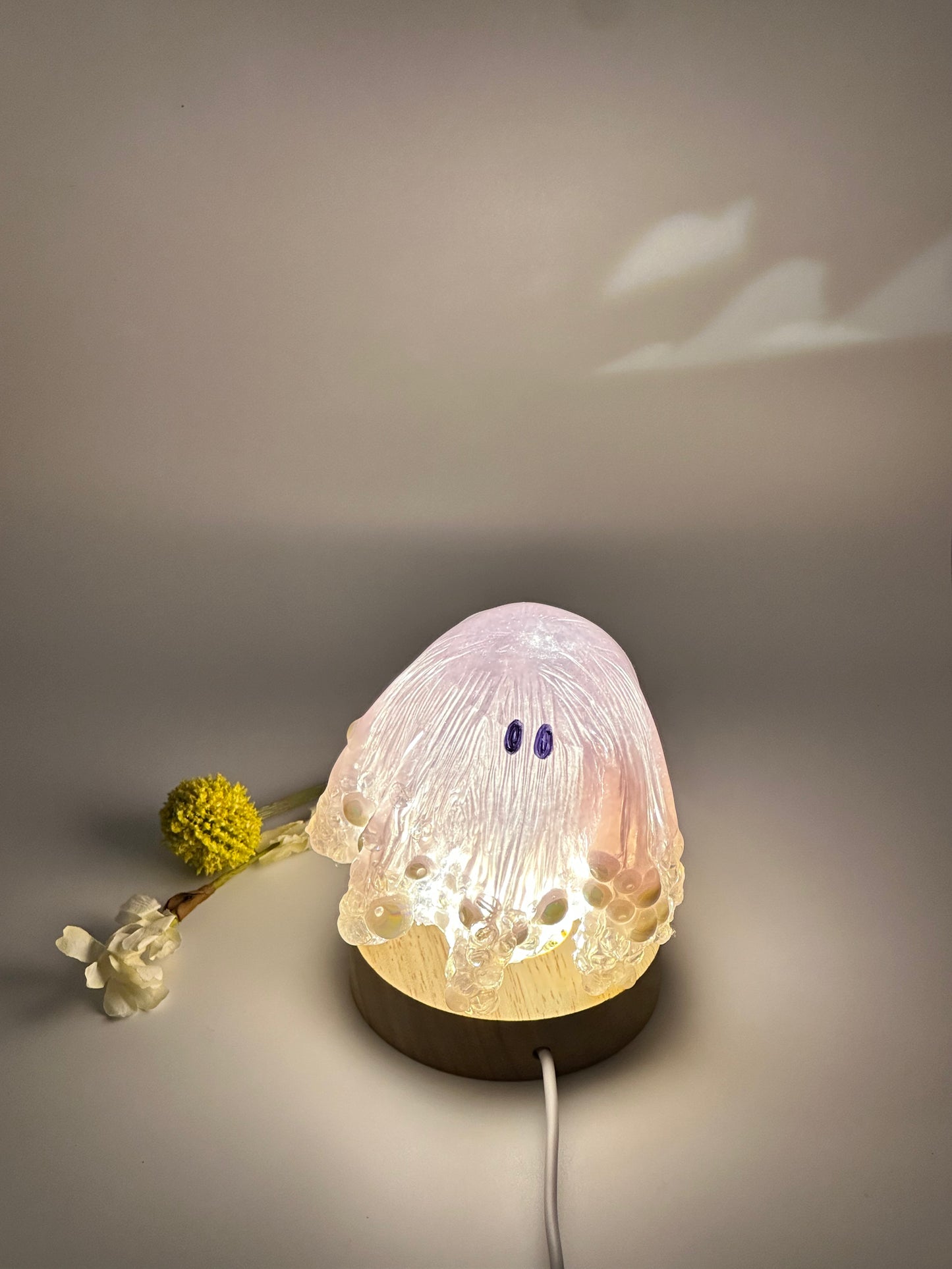 Medium Resin Ghost: Soft Pink + Pearls