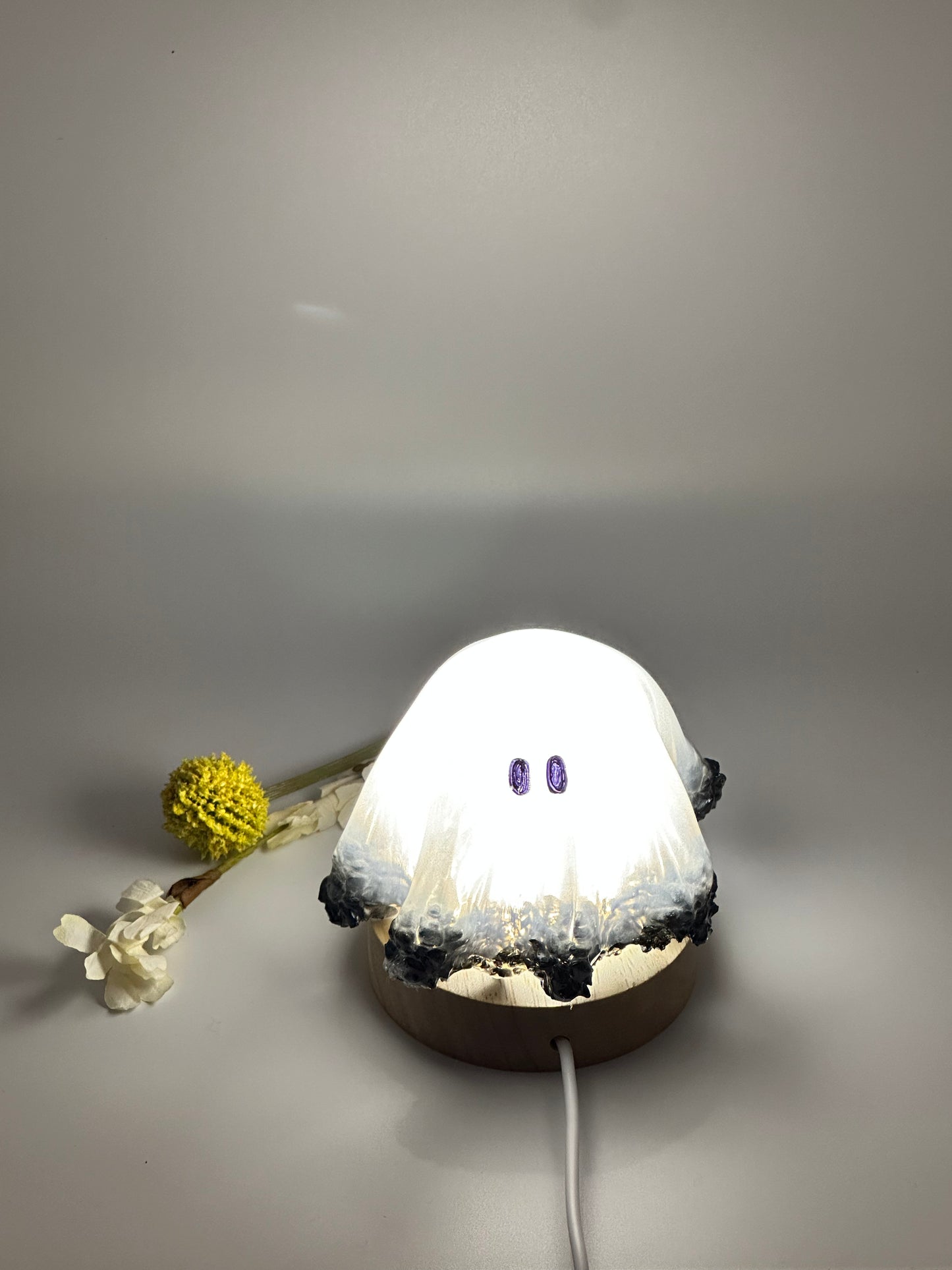 Medium Resin Ghost: Silver + Black Glass
