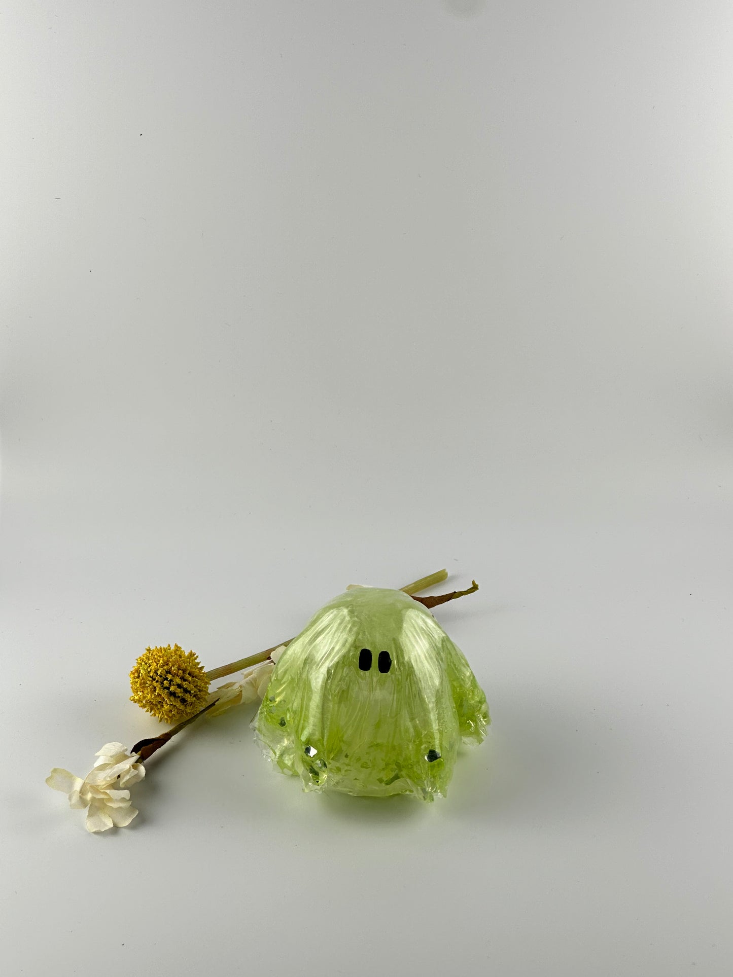 Small Resin Ghost: Soft Green + Green Glass
