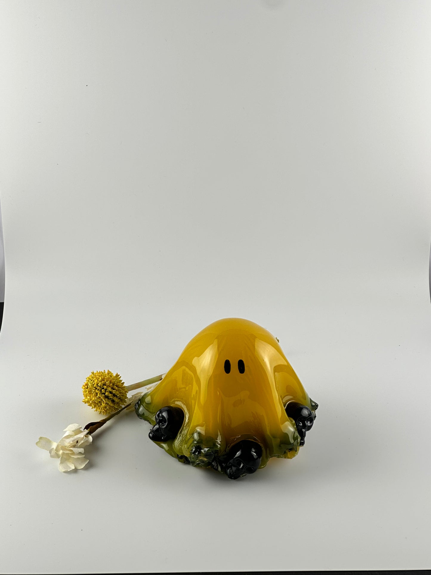 Medium Resin Ghost: Gold + Black Skulls