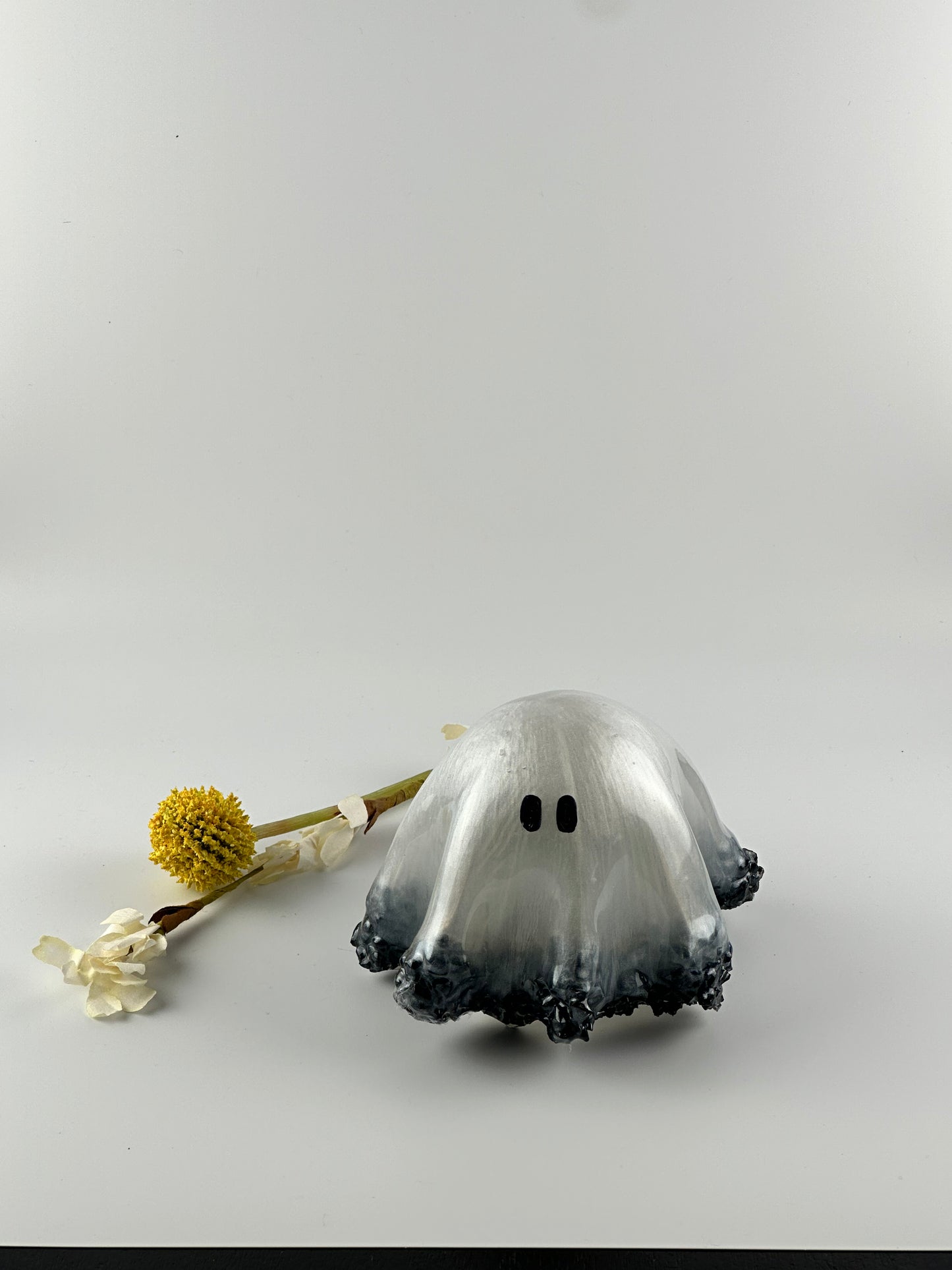 Medium Resin Ghost: Silver + Black Glass