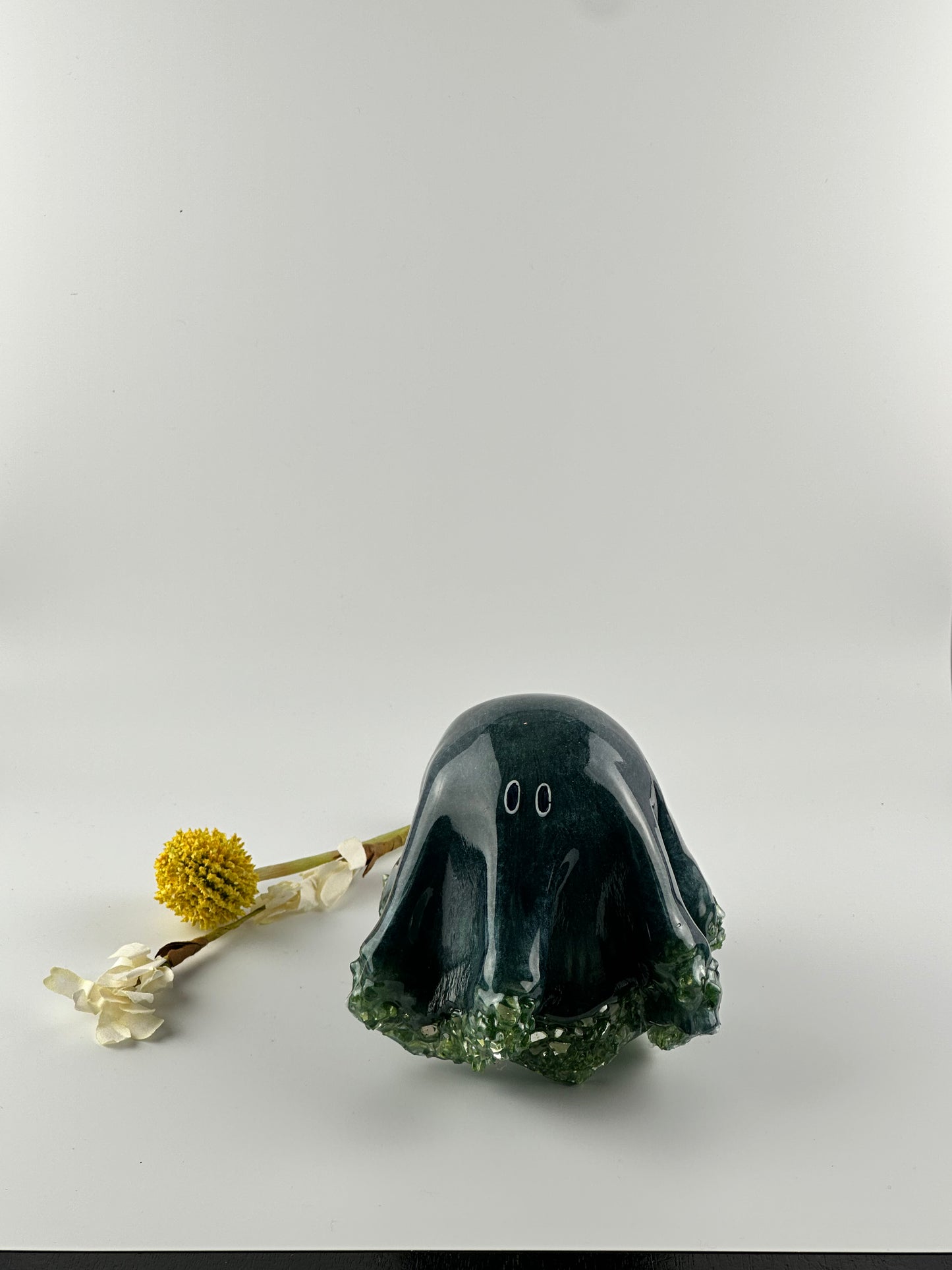 Medium Resin Ghost: Navy Blue + Green Glass