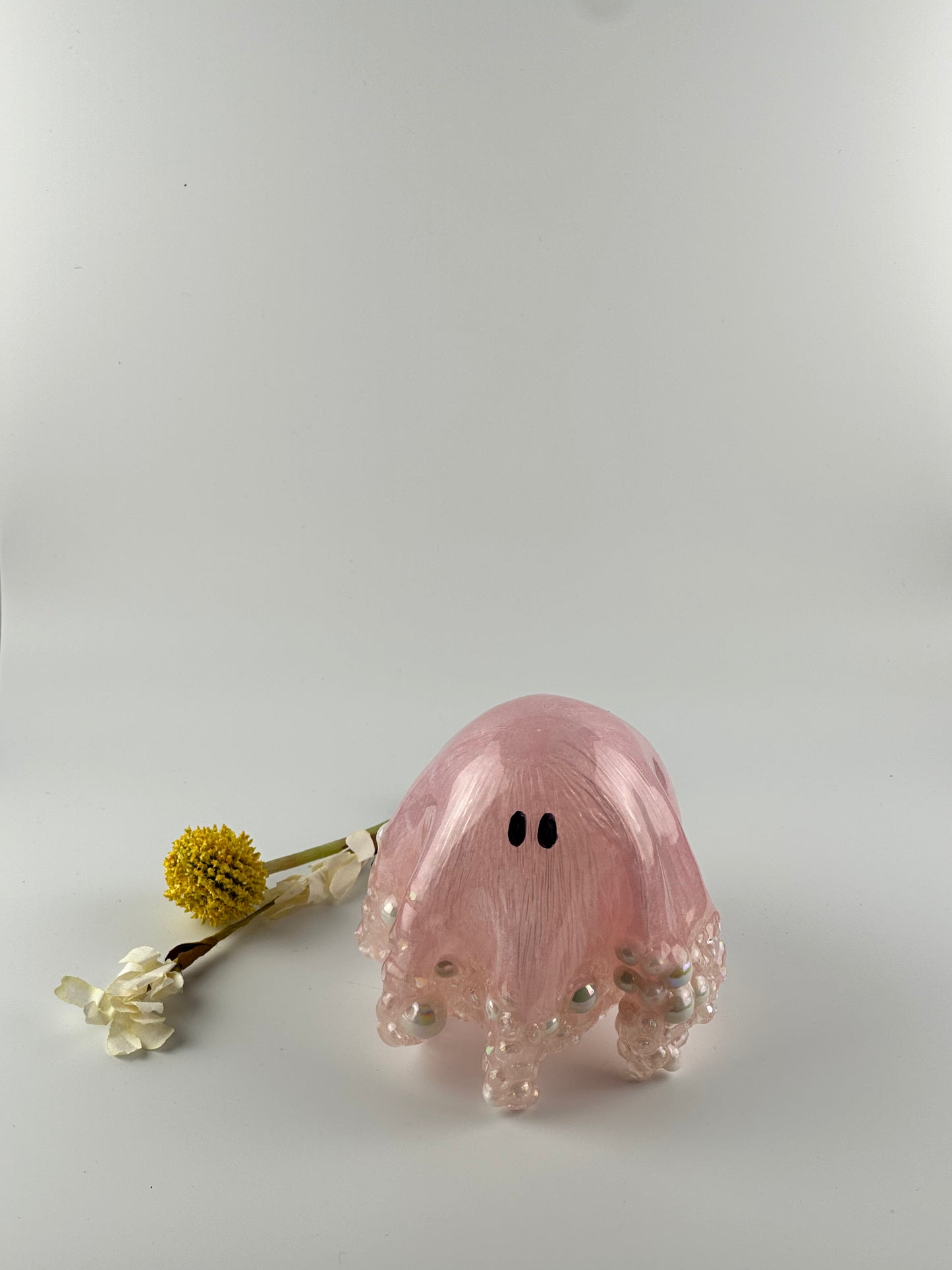 Medium Resin Ghost: Soft Pink + Pearls