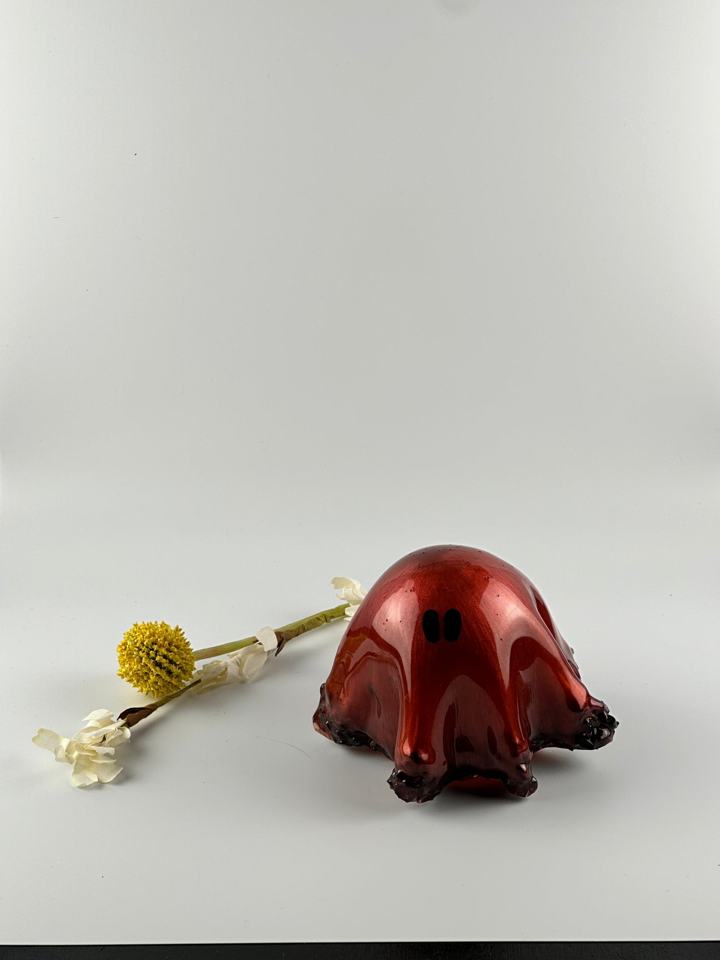 Small Resin Ghost: Red Metallic + Black Glass