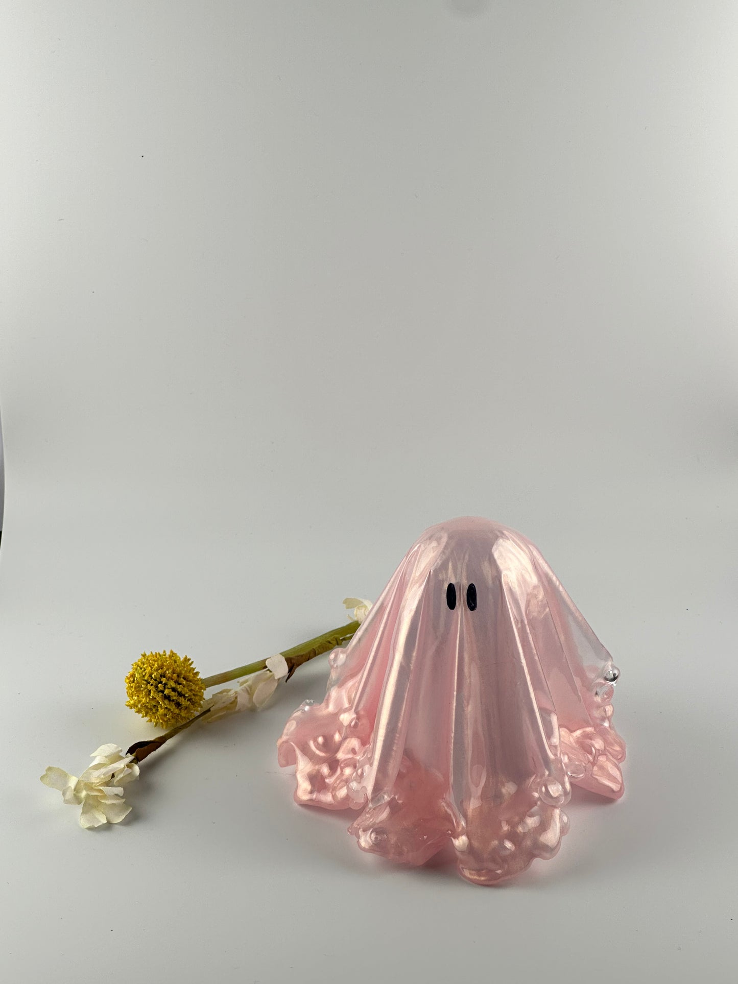 Medium Resin Ghost: Soft Pink + Clear Pebbles