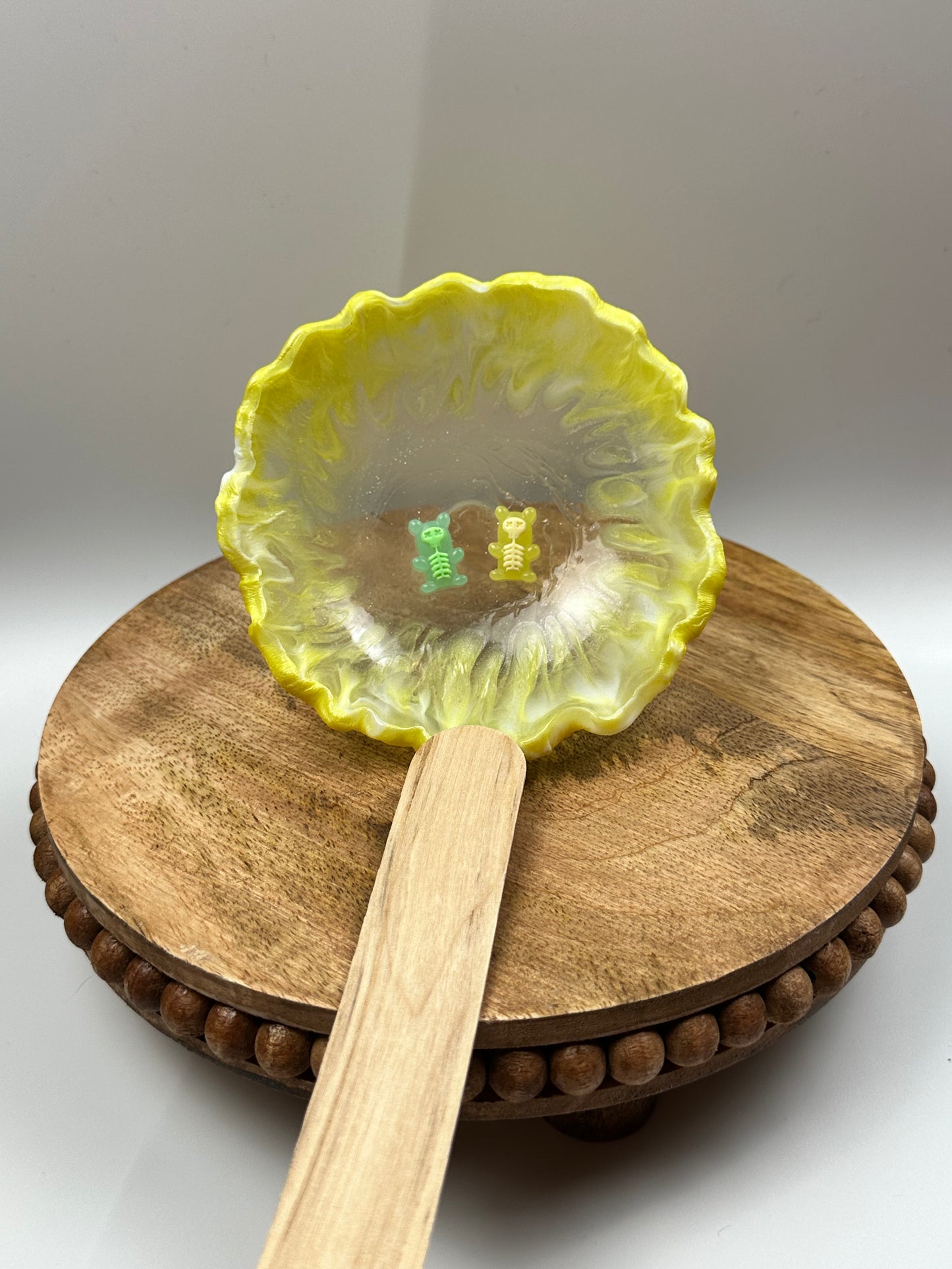 Small Resin Dish: Yellow + Skeleton Gummy Bears
