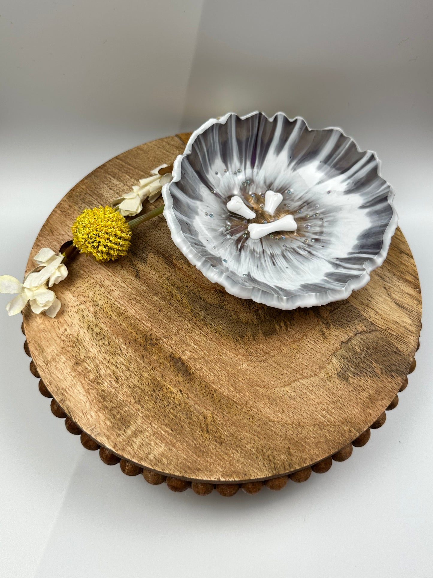 Small Resin Dish: White/Lavender + Bones/Sprinkles