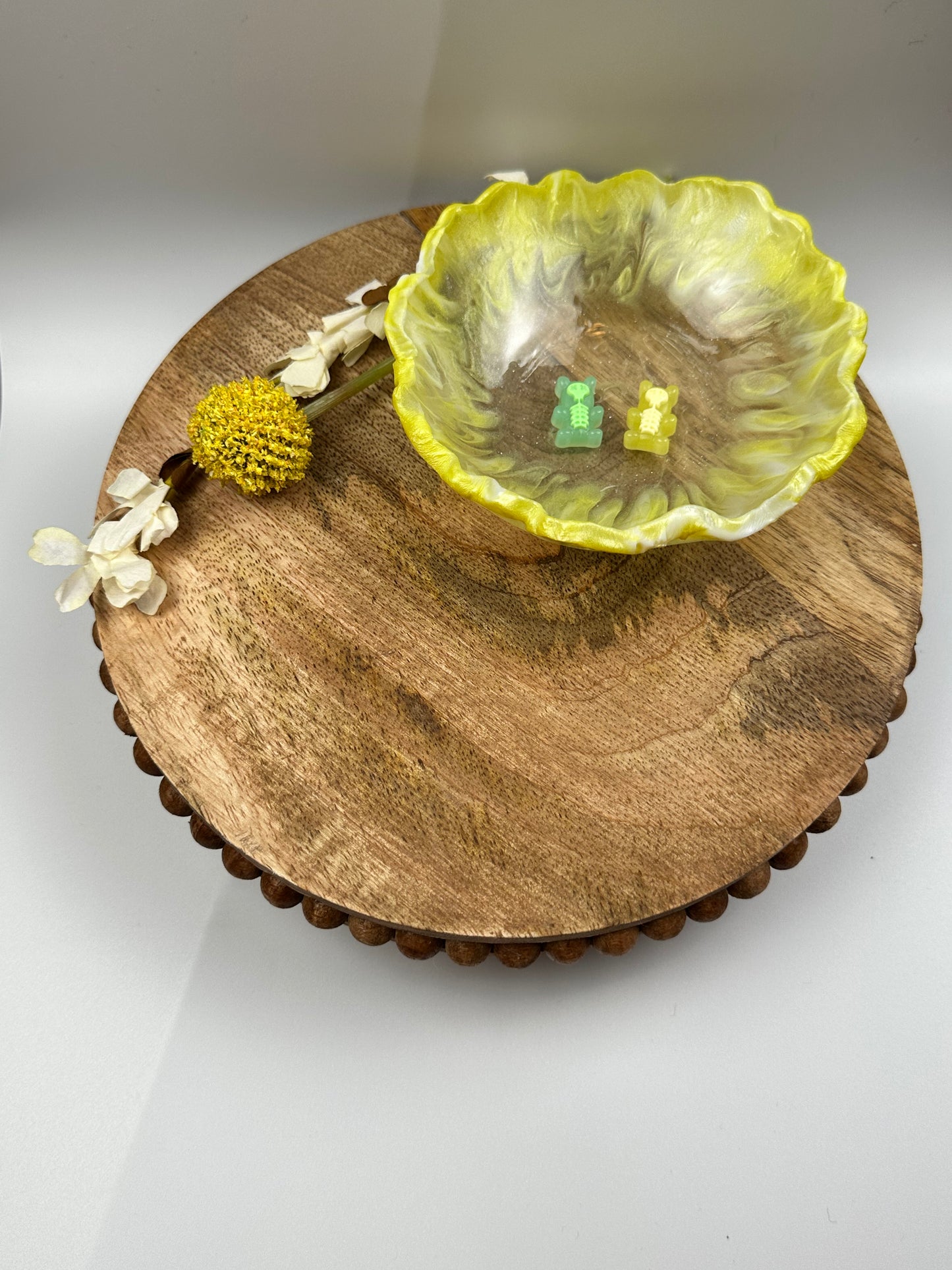 Small Resin Dish: Yellow + Skeleton Gummy Bears