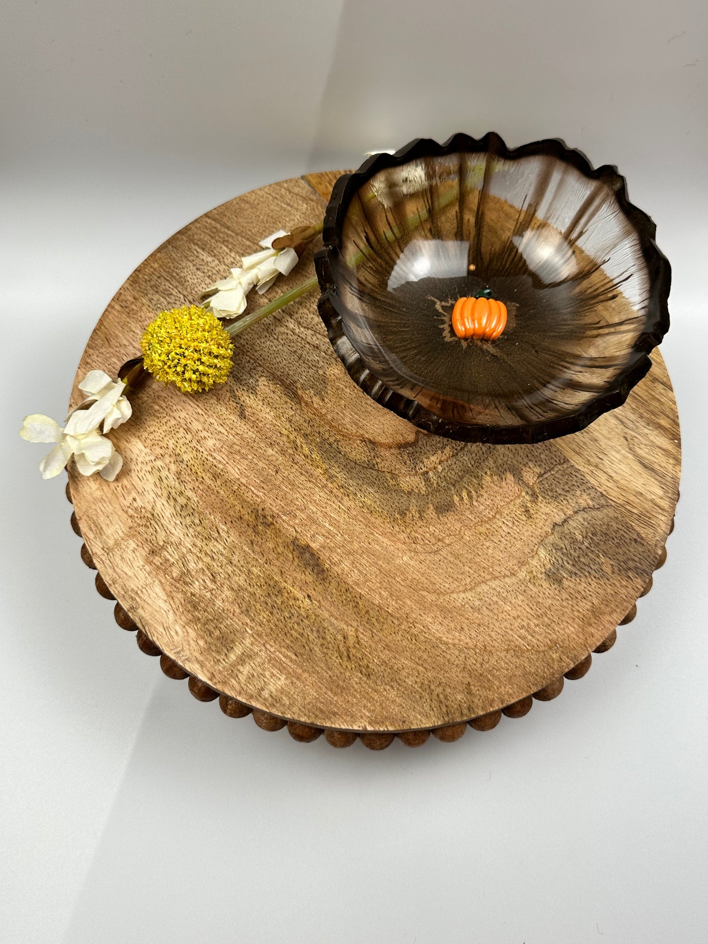 Small Resin Dish: Dark Brown Metallic + Classic Pumpkin