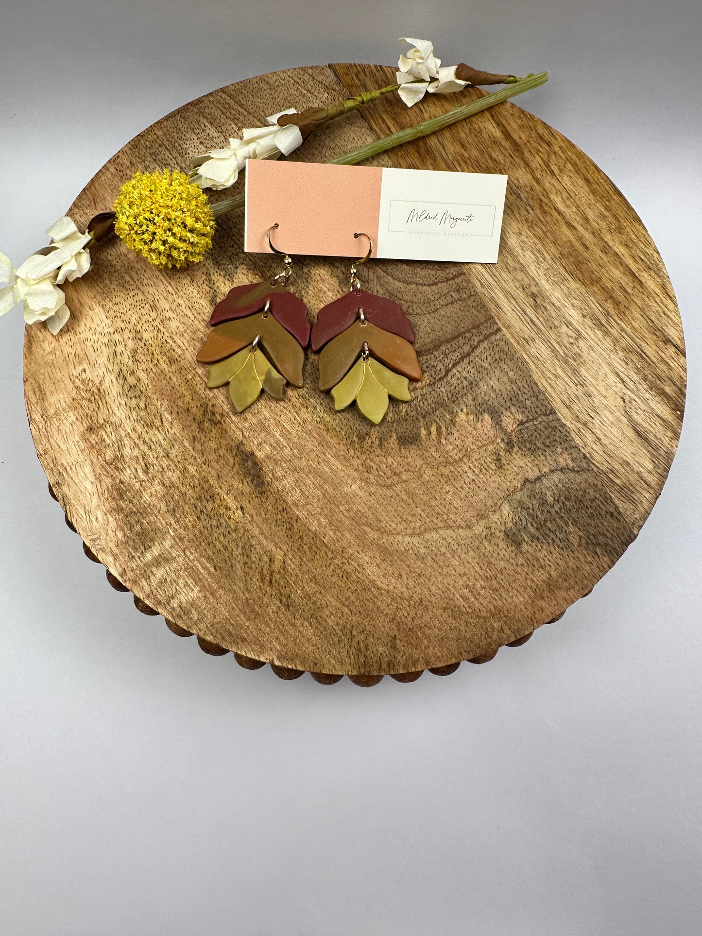 Clay Polymer Dangle Earrings: Lily-A