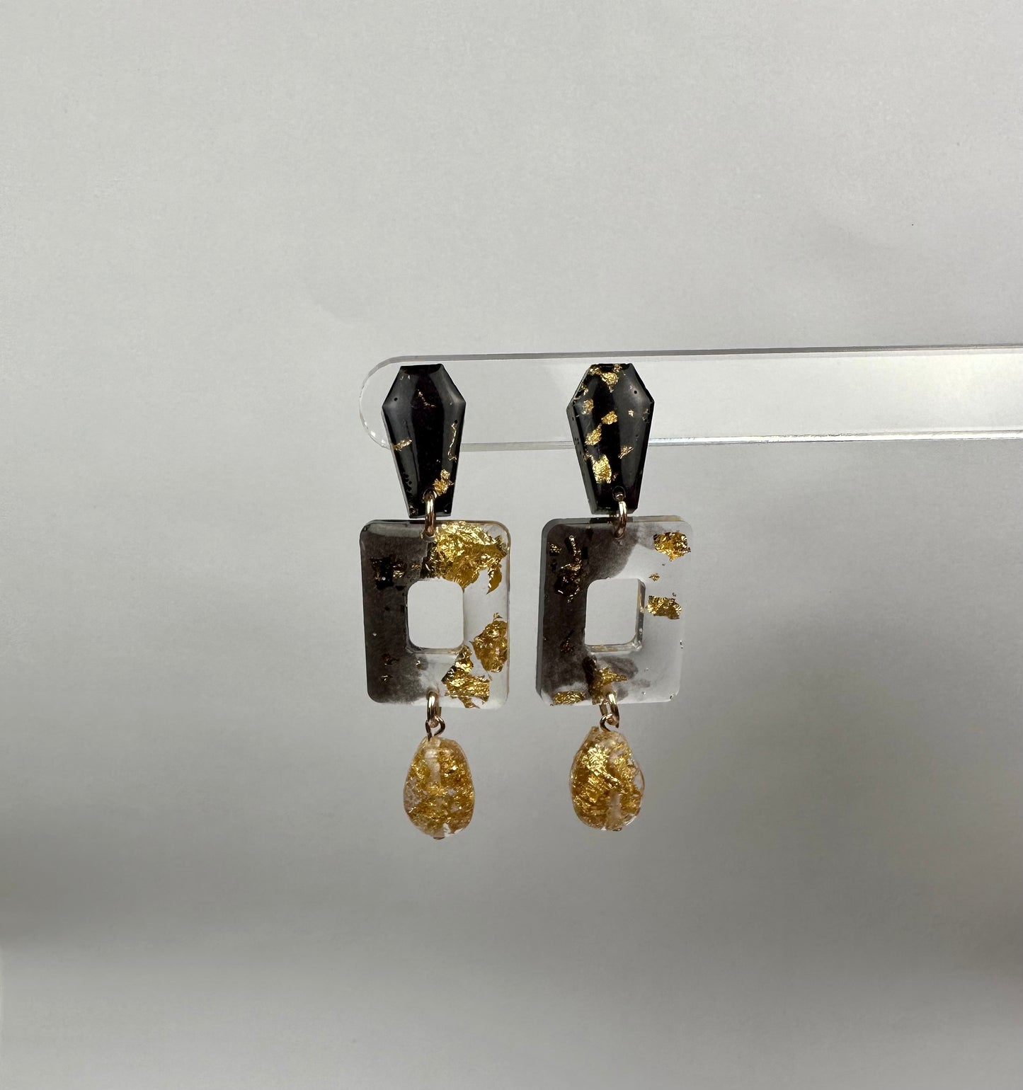 Resin Earrings: Coffin Dangle-A