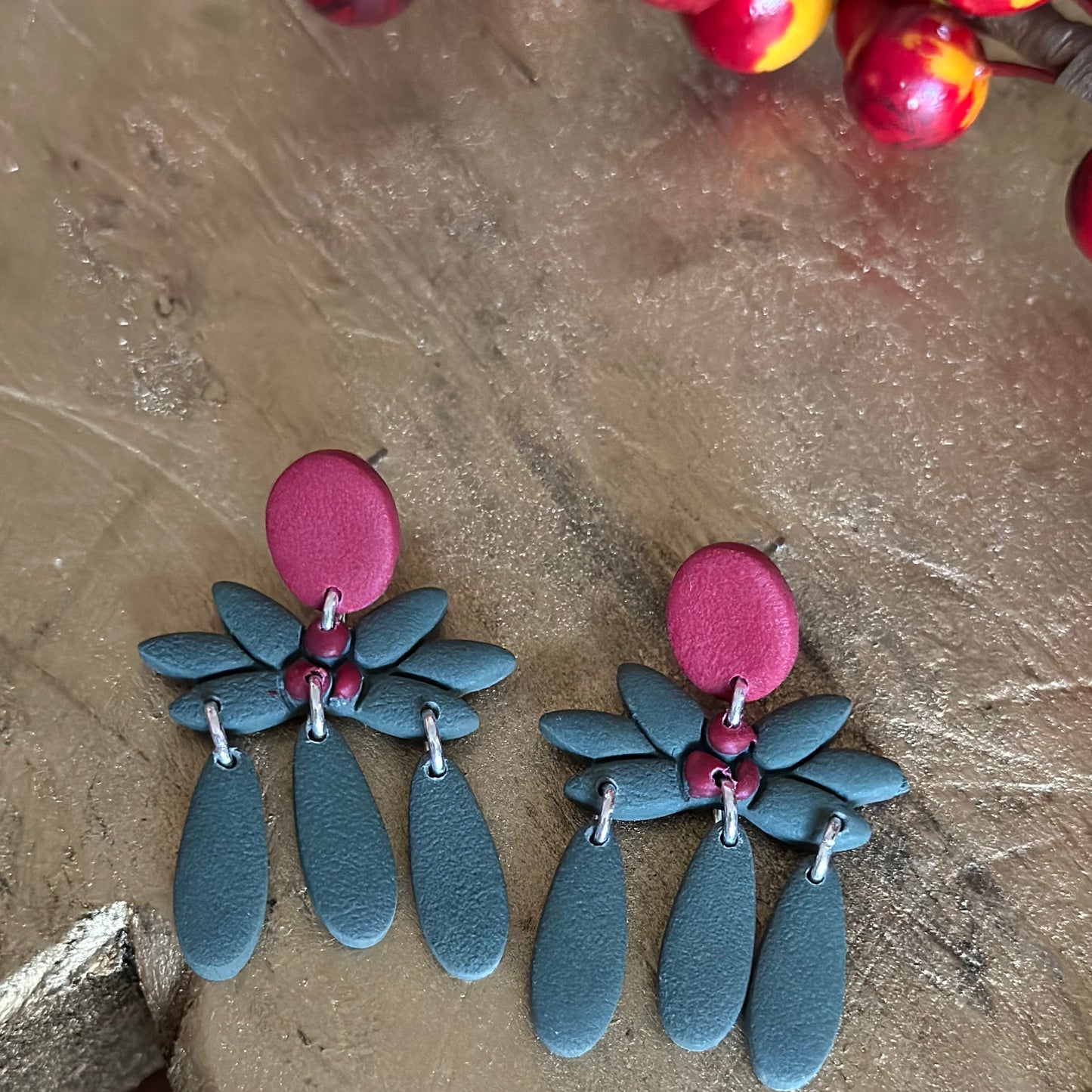 Clay Polymer Earrings: Holly Dangle 2023