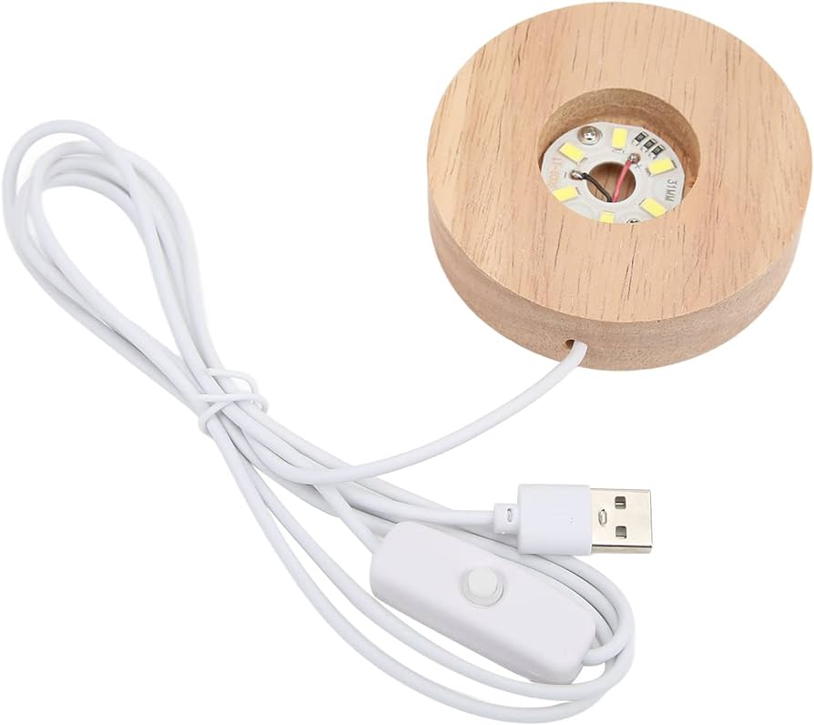 Resin Night Light: Wooden Base/LED Warm White - USB Cable