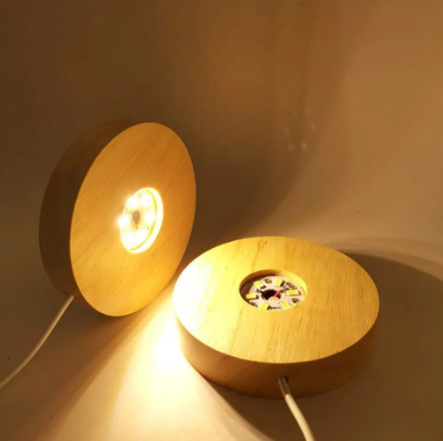 Resin Night Light: Wooden Base/LED Warm White - USB Cable