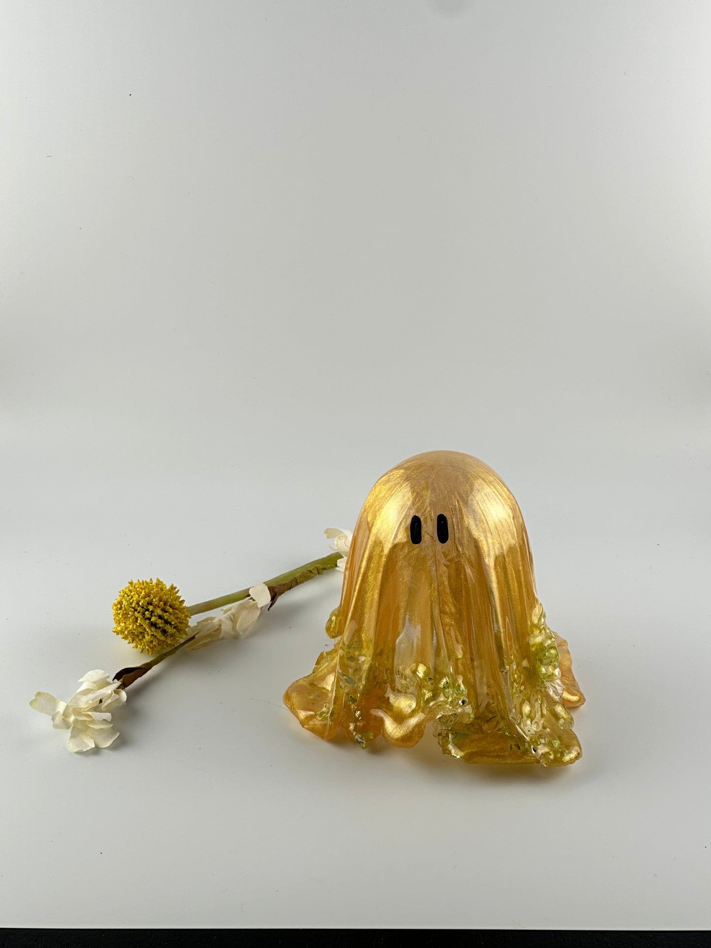 Medium Resin Ghost: Gold + Green Glass