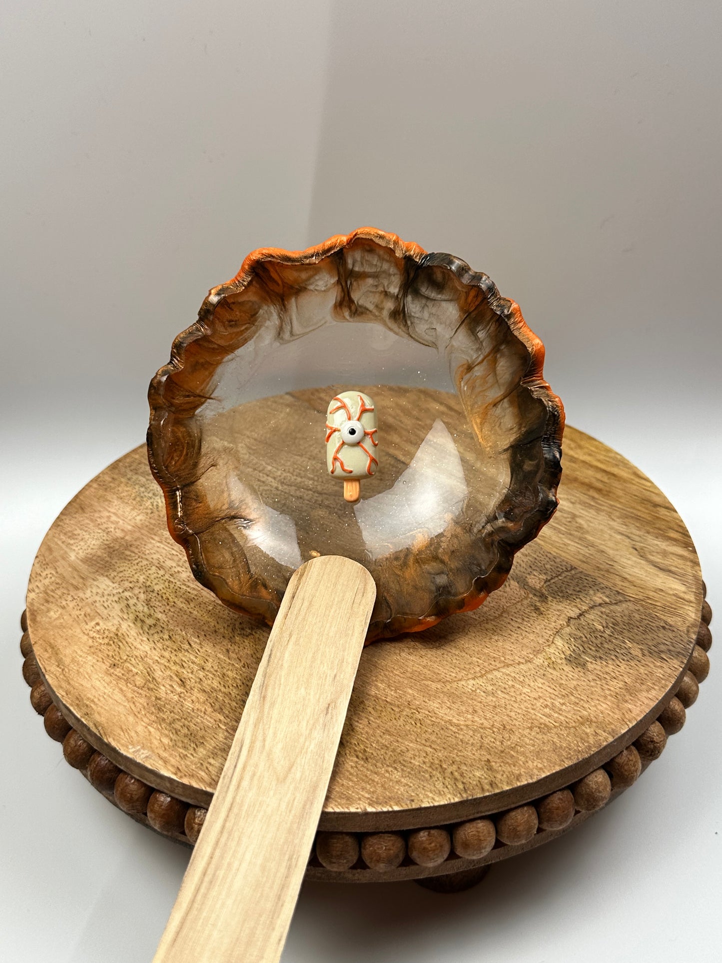 Small Resin Dish: Brown/Orange + Eye Popsicle