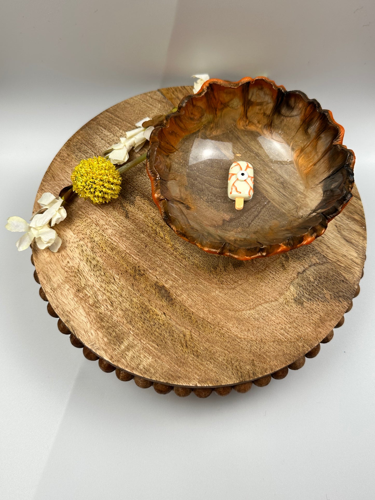 Small Resin Dish: Brown/Orange + Eye Popsicle