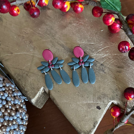 Clay Polymer Earrings: Holly Dangle 2023