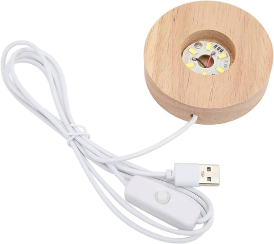 Resin Night Light: Wooden Base/LED Warm White - USB Cable
