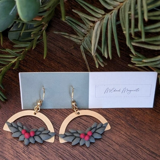 Clay Polymer Earrings: Christmas Garland Arch 2023